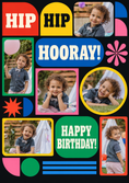Load image into Gallery viewer, Hip Hip Hooray Bold Graphic Photo Upload Birthday Card
