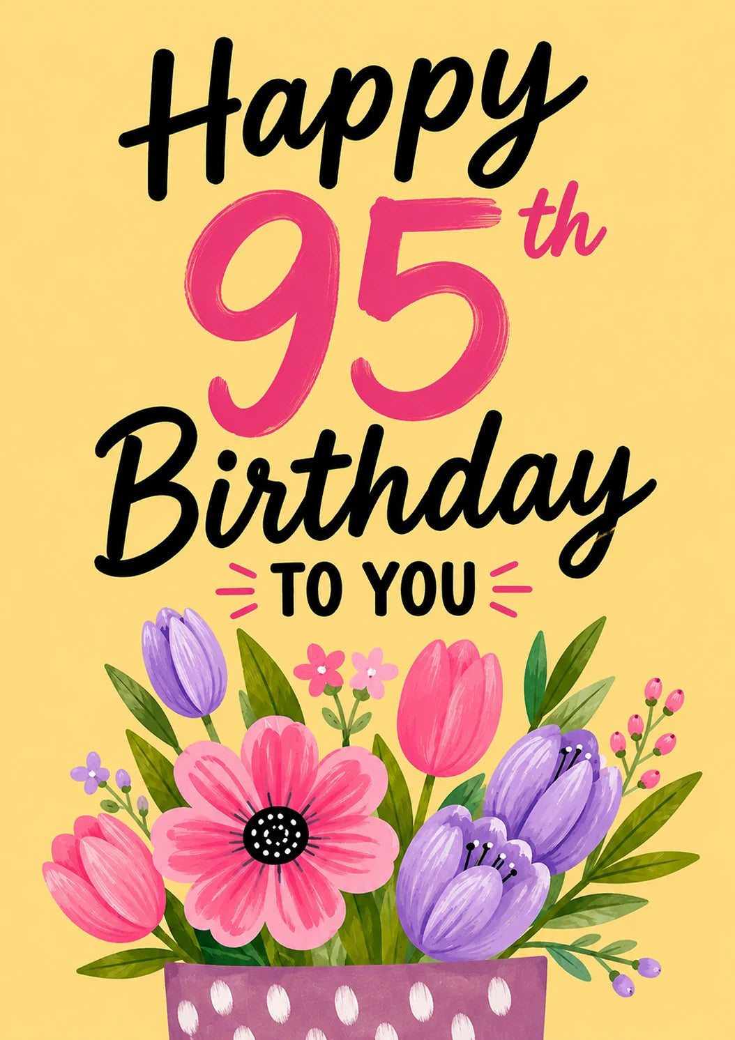 Bright Floral Bouquet 95th Birthday Card for Her