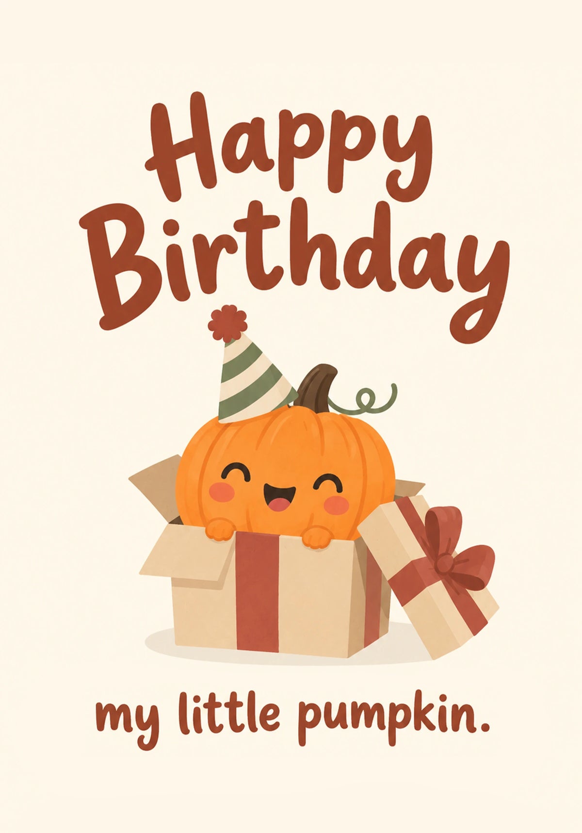 Funny Cute Pumpkin In A Box Halloween Birthday Card