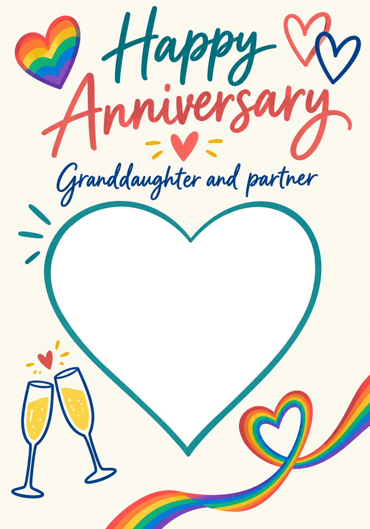Rainbow Pride Hearts Photo Upload Anniversary Card
