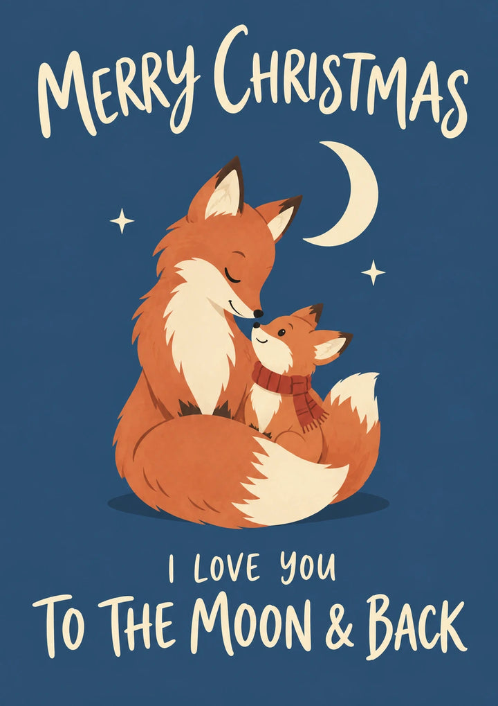 Fox Cub I Love You To The Moon Christmas Card