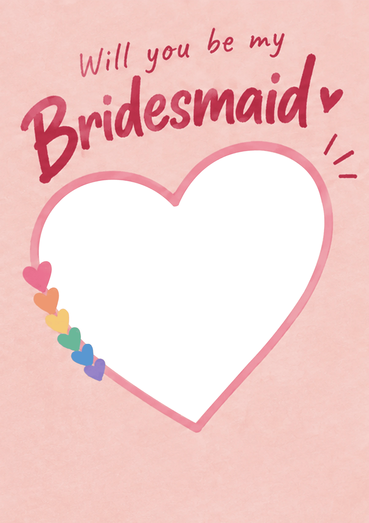 Rainbow Hearts Will You Be My Bridesmaid Photo Upload Birthday Card for Her