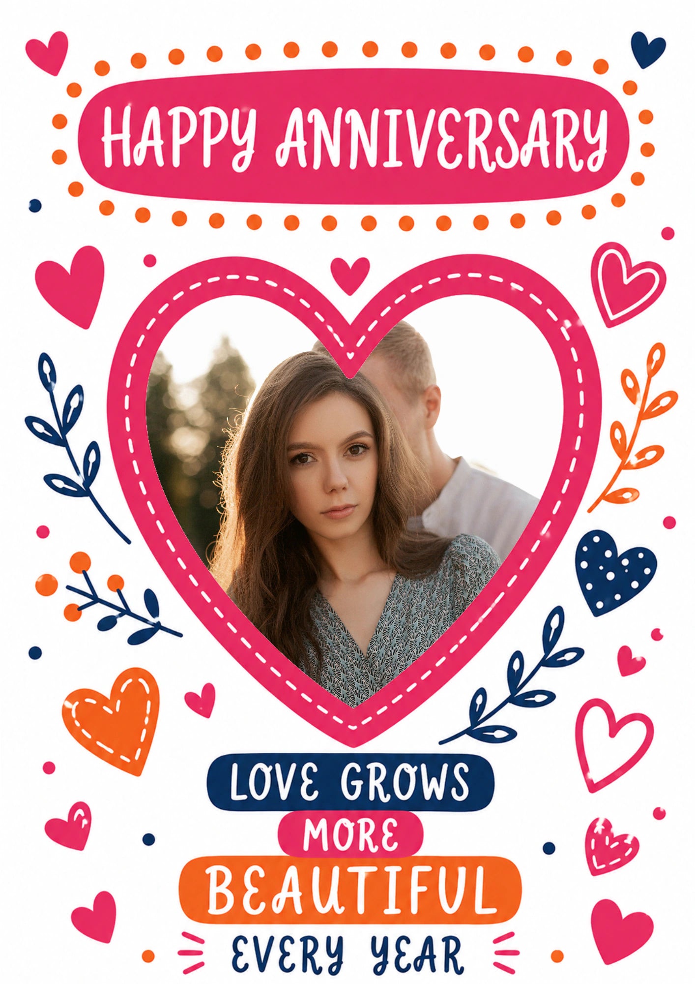 Love Grows More Beautiful Photo Upload Anniversary Card for Her