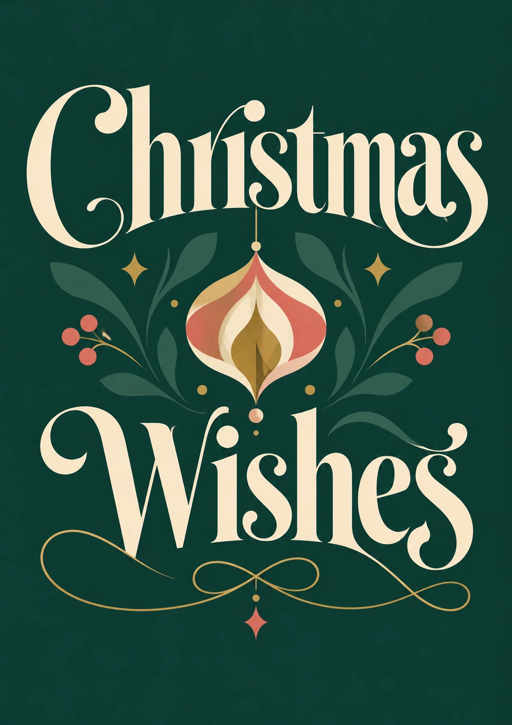 Vintage Ornament Foliage Christmas Card for Friend