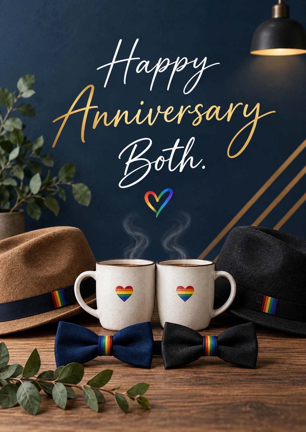 Rainbow Heart Mug and Bow Tie Anniversary Card