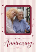 Load image into Gallery viewer, Pink Striped Hearts Photo Upload Anniversary Card for Her
