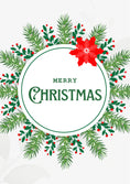 Load image into Gallery viewer, Holly Wreath Poinsettia Merry Christmas Card
