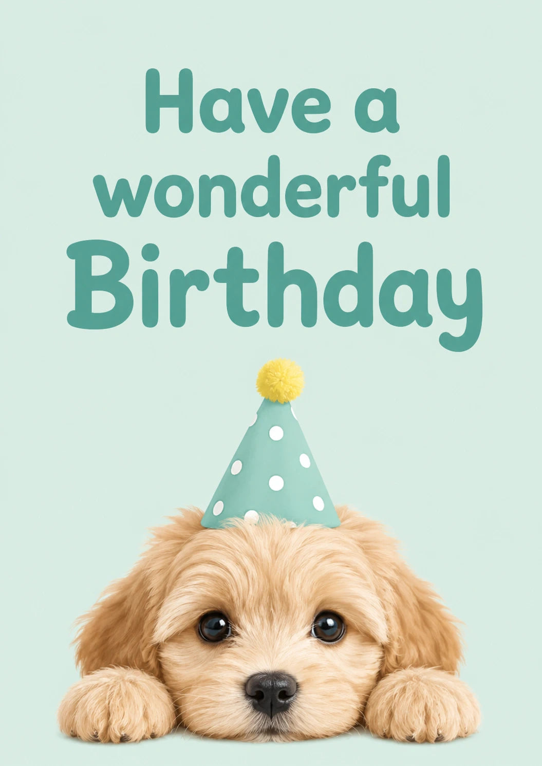 Cute Puppy in Party Hat Wonderful Birthday Card