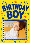 Load image into Gallery viewer, Birthday Boy Blue Bold Photo Upload Birthday Card for Him
