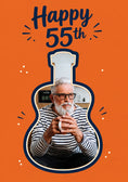 Load image into Gallery viewer, Guitar Shape Happy 55th Photo Upload Birthday Card for Him
