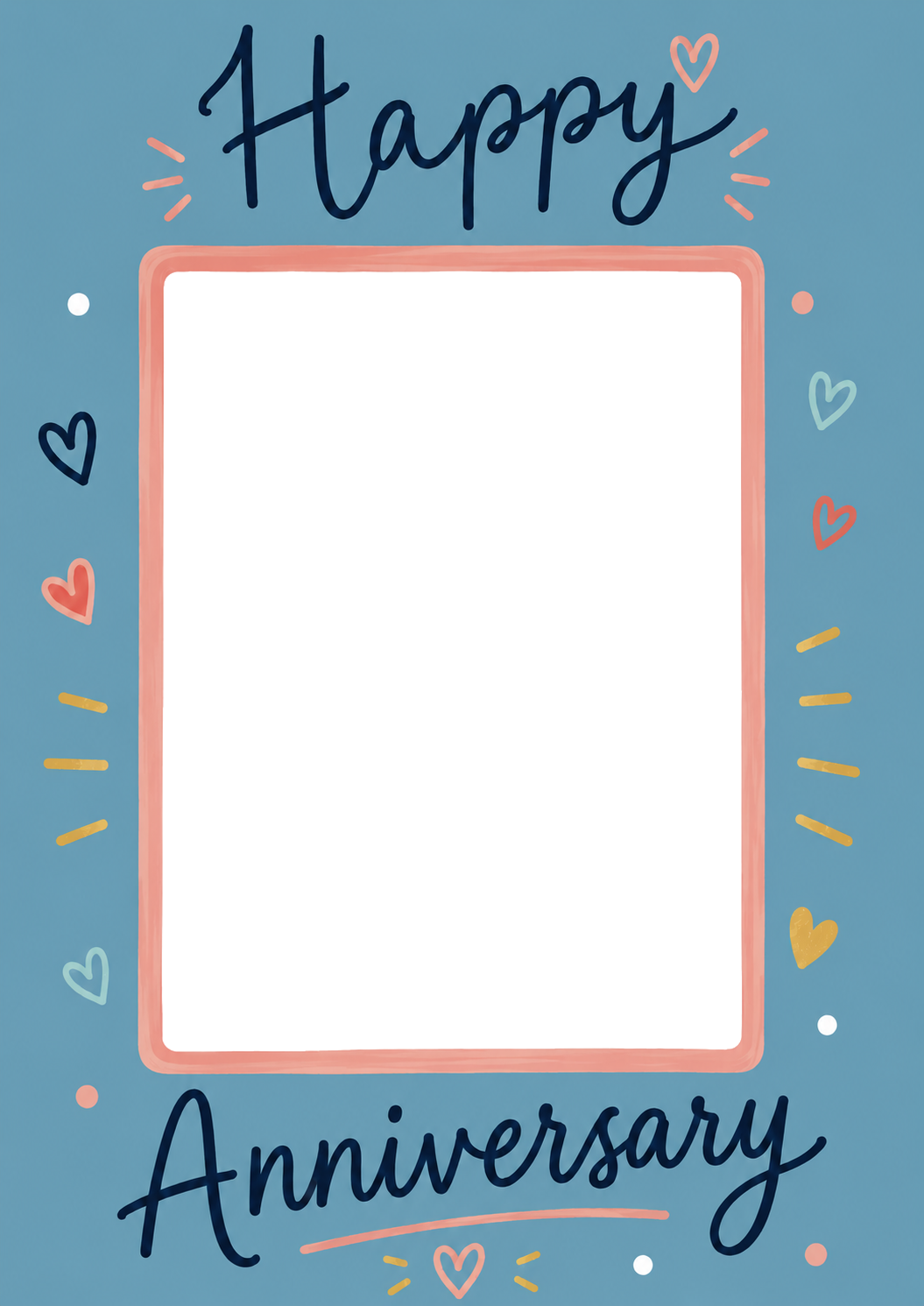Colourful Hearts and Doodles Photo Upload Anniversary Card