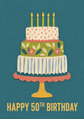 Load image into Gallery viewer, Tiered Floral Cake 50th Birthday Card for Her
