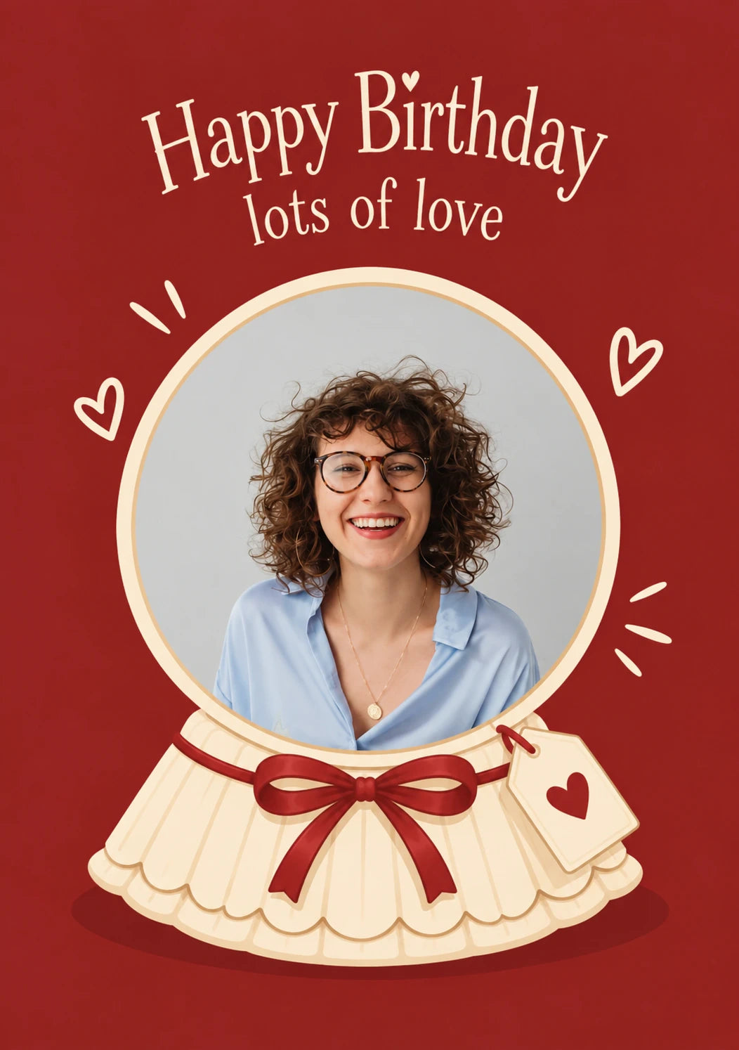 Happy Birthday Lots of Love Globe Photo Upload Birthday Card for Her