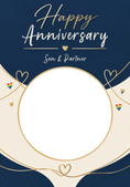 Load image into Gallery viewer, Navy Gold Hearts LGBTQ+ Son & Partner Anniversary Card
