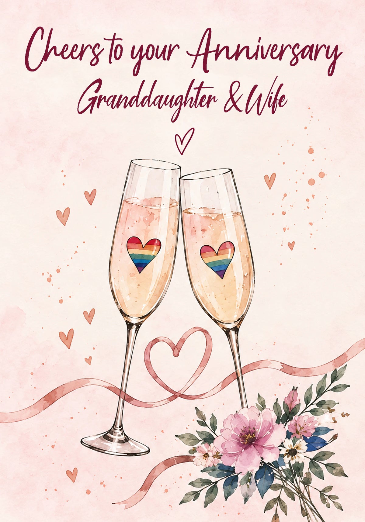 Champagne Toast LGBTQ+ Granddaughter Anniversary Card