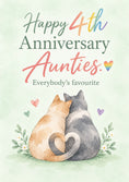 Load image into Gallery viewer, Rainbow Heart Cats 4th Anniversary Card for Aunties
