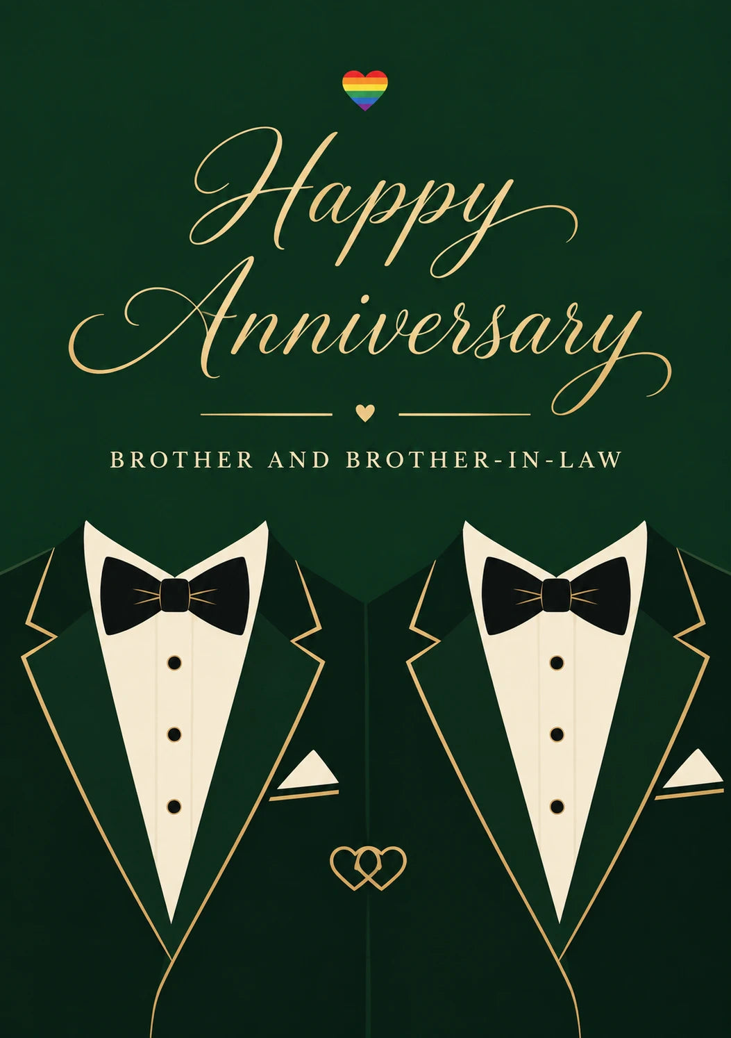 Green Tuxedo Brother and Brother-in-Law Anniversary Card