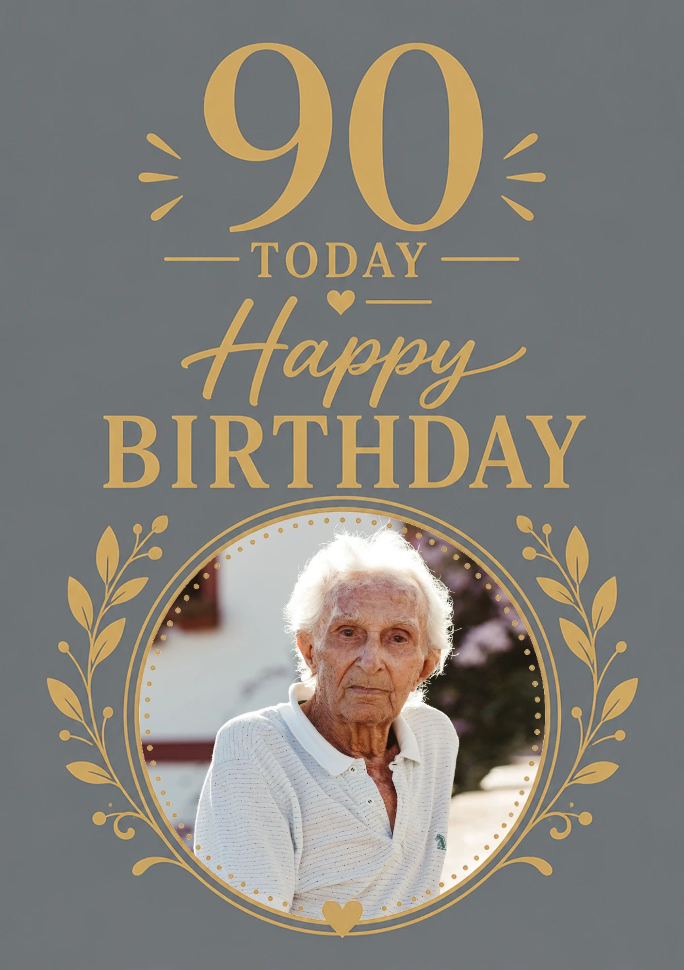 Gold Botanical 90 Today Photo Upload 90th Birthday Card