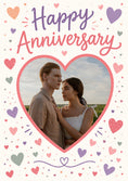 Load image into Gallery viewer, Colourful Hearts Scatter Photo Upload Anniversary Card
