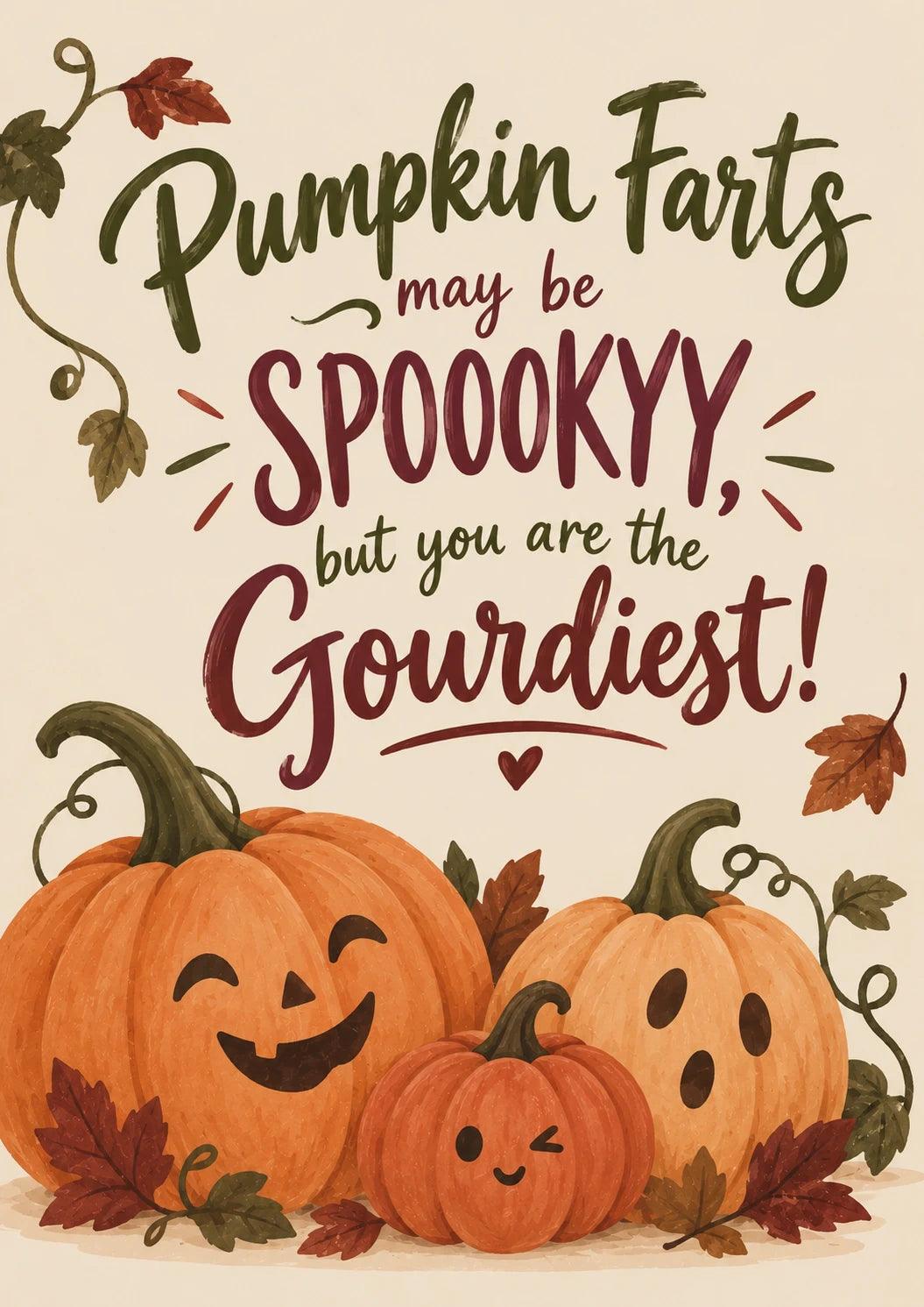 Funny Pumpkin Farts Spooky Gourd Halloween Card