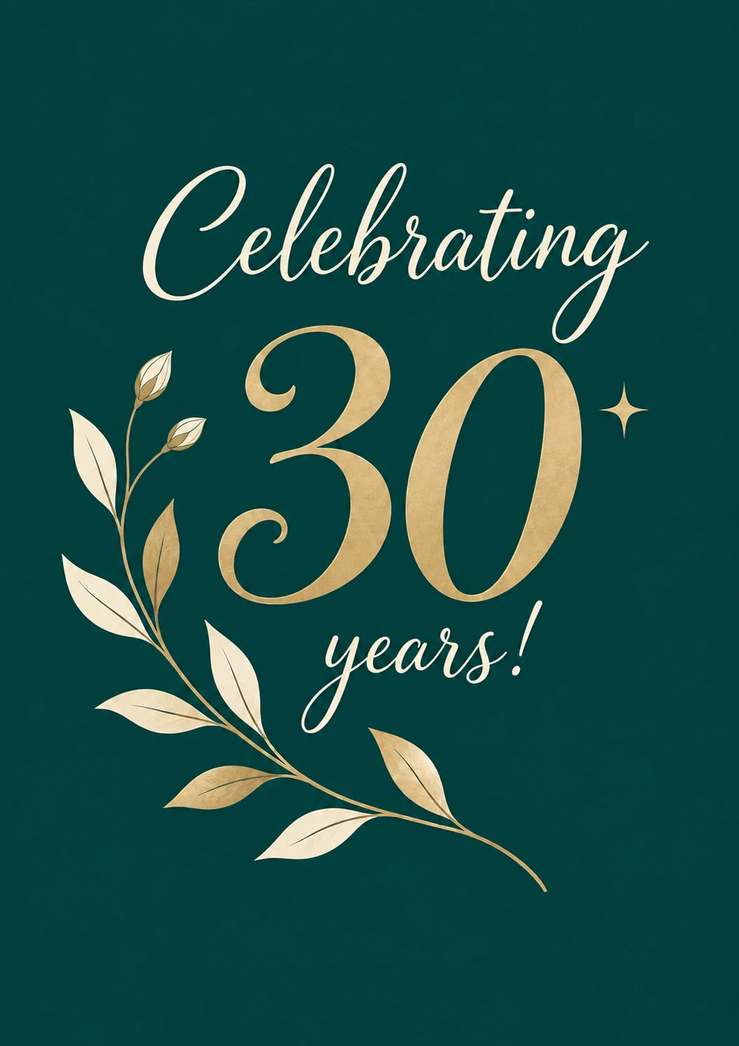 Gold Leaf Branch Celebrating 30 Years Anniversary Card