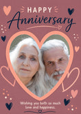 Load image into Gallery viewer, Pink Hearts Photo Upload Anniversary Card for Her
