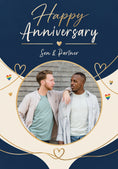 Load image into Gallery viewer, Rainbow Hearts Two Husbands Photo Upload Anniversary Card
