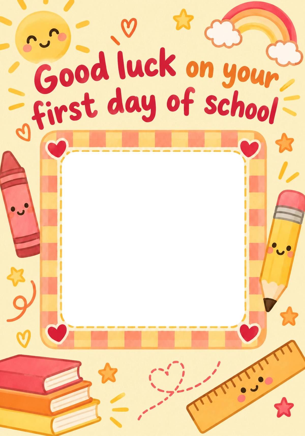 Good Luck First Day of School Photo Upload Back to School Card
