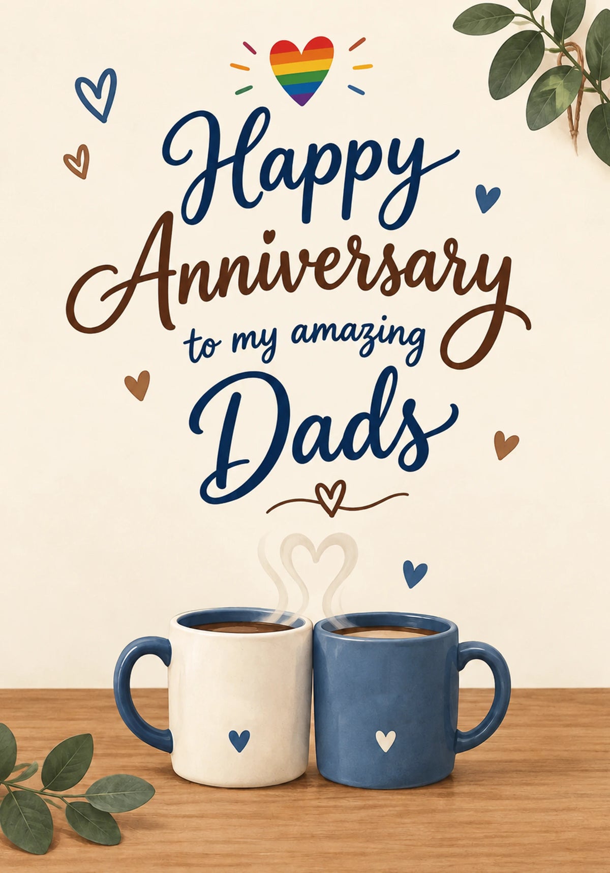 Rainbow Heart Happy Anniversary to My Amazing Dads Card