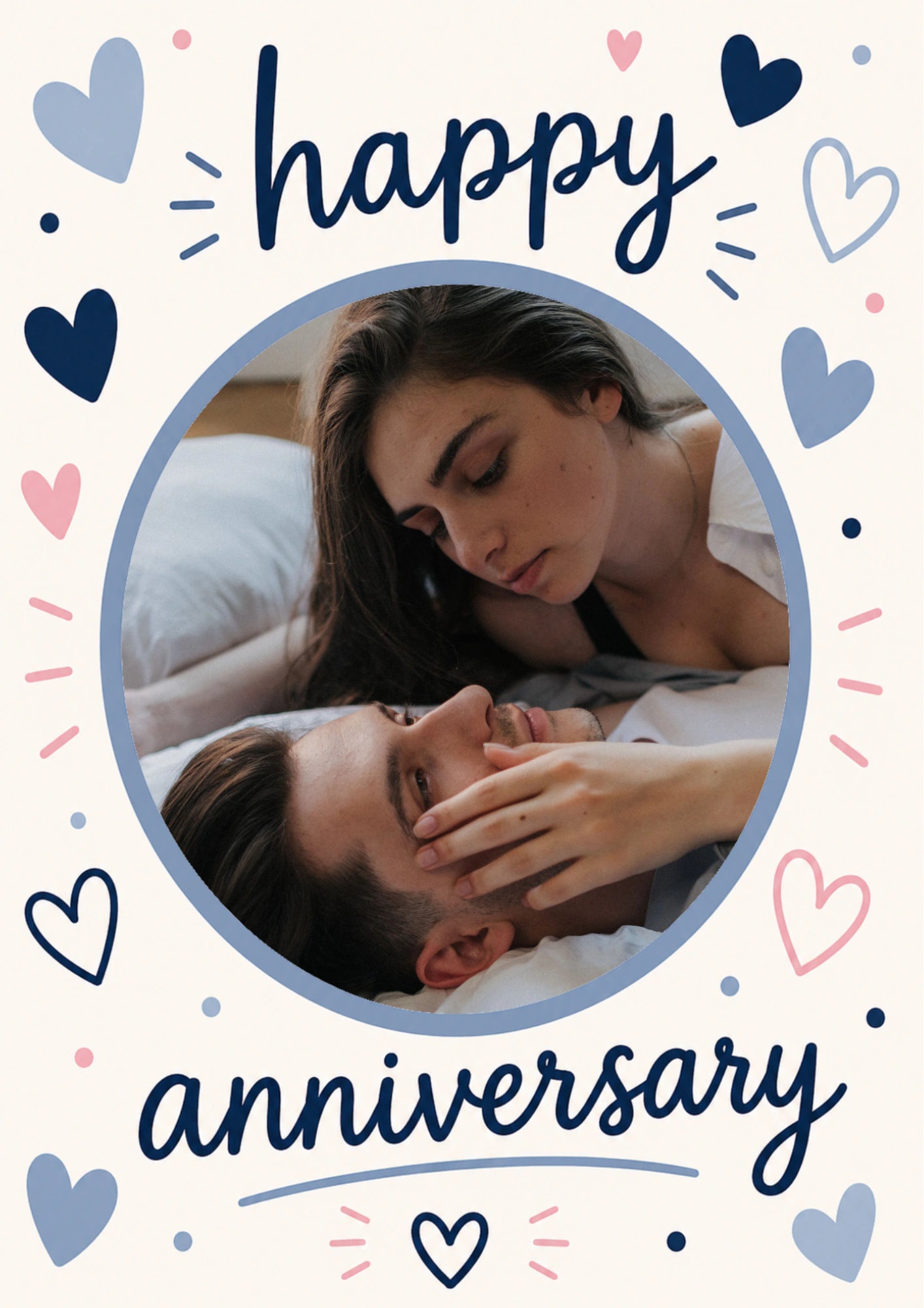 Happy Hearts Scatter Photo Upload Anniversary Card