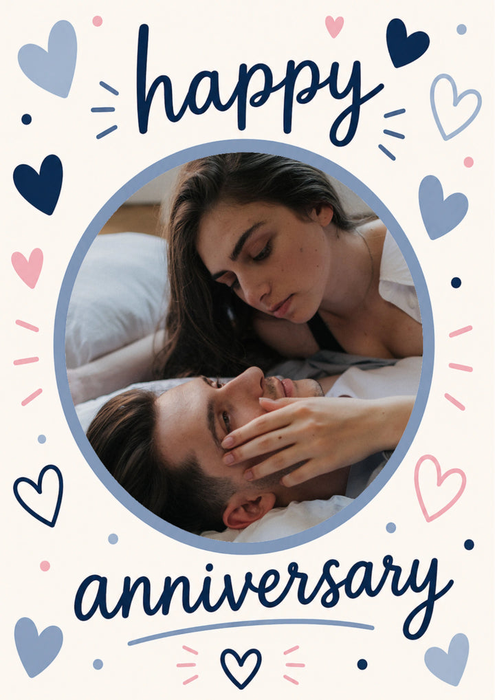 Happy Hearts Scatter Photo Upload Anniversary Card