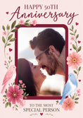 Load image into Gallery viewer, Floral Birds 50th Photo Upload Anniversary Card
