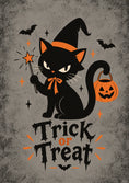 Load image into Gallery viewer, Witch Black Cat Trick or Treat Halloween Card
