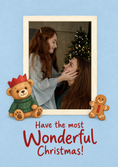 Load image into Gallery viewer, Cute Teddy Bear and Gingerbread Man Photo Upload Christmas Card
