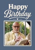 Load image into Gallery viewer, Classic Blue Happy Birthday Photo Upload 70th Birthday Card for Him
