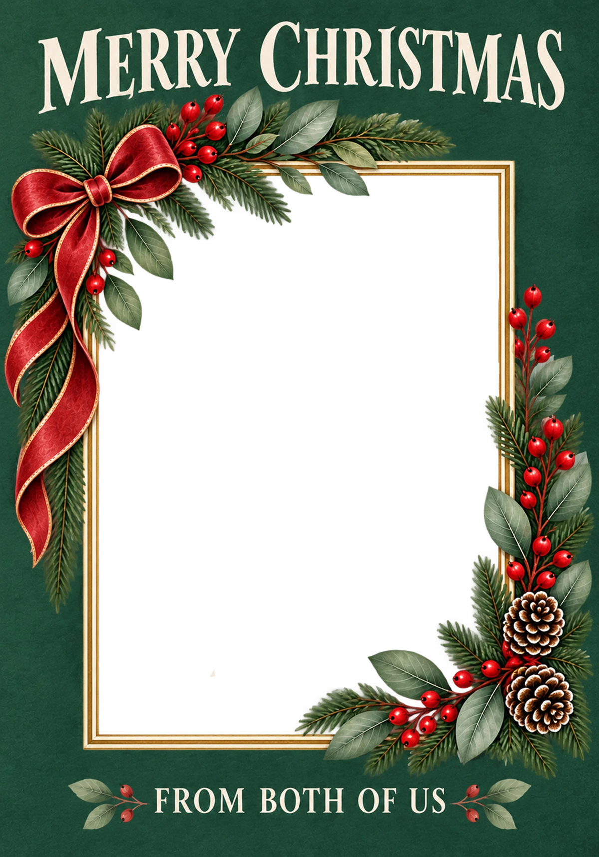 Traditional Holly Berry and Bow Christmas Card for Him