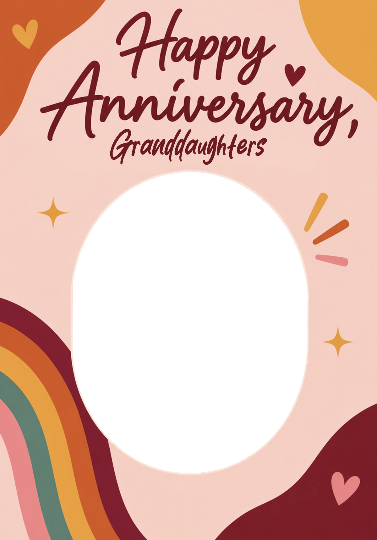 Rainbow Boho Granddaughters Photo Upload Anniversary Card
