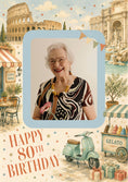 Load image into Gallery viewer, Rome Italian Scene 80th Photo Upload Birthday Card for Her
