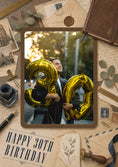 Load image into Gallery viewer, Gold 30 Balloon Photo Upload 30th Birthday Card for Him
