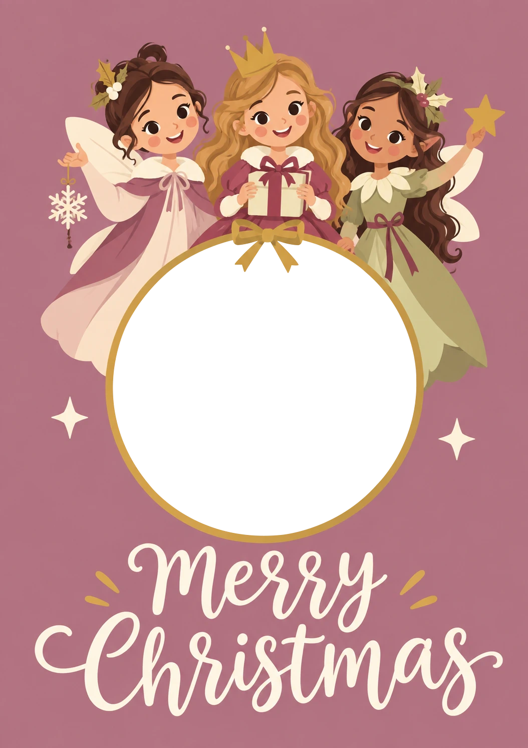 Enchanted Fairy Princess Photo Upload Christmas Card for Her