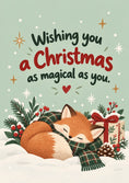 Load image into Gallery viewer, Sleeping Fox Magical Christmas Card for Niece
