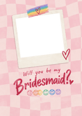 Load image into Gallery viewer, Rainbow Checkerboard Will You Be My Bridesmaid Photo Upload Birthday Card for Her
