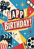 Load image into Gallery viewer, Retro Movie Cinema Happy Birthday Card
