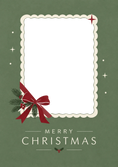 Load image into Gallery viewer, Vintage Green Bow Holly Photo Upload Christmas Card for Him
