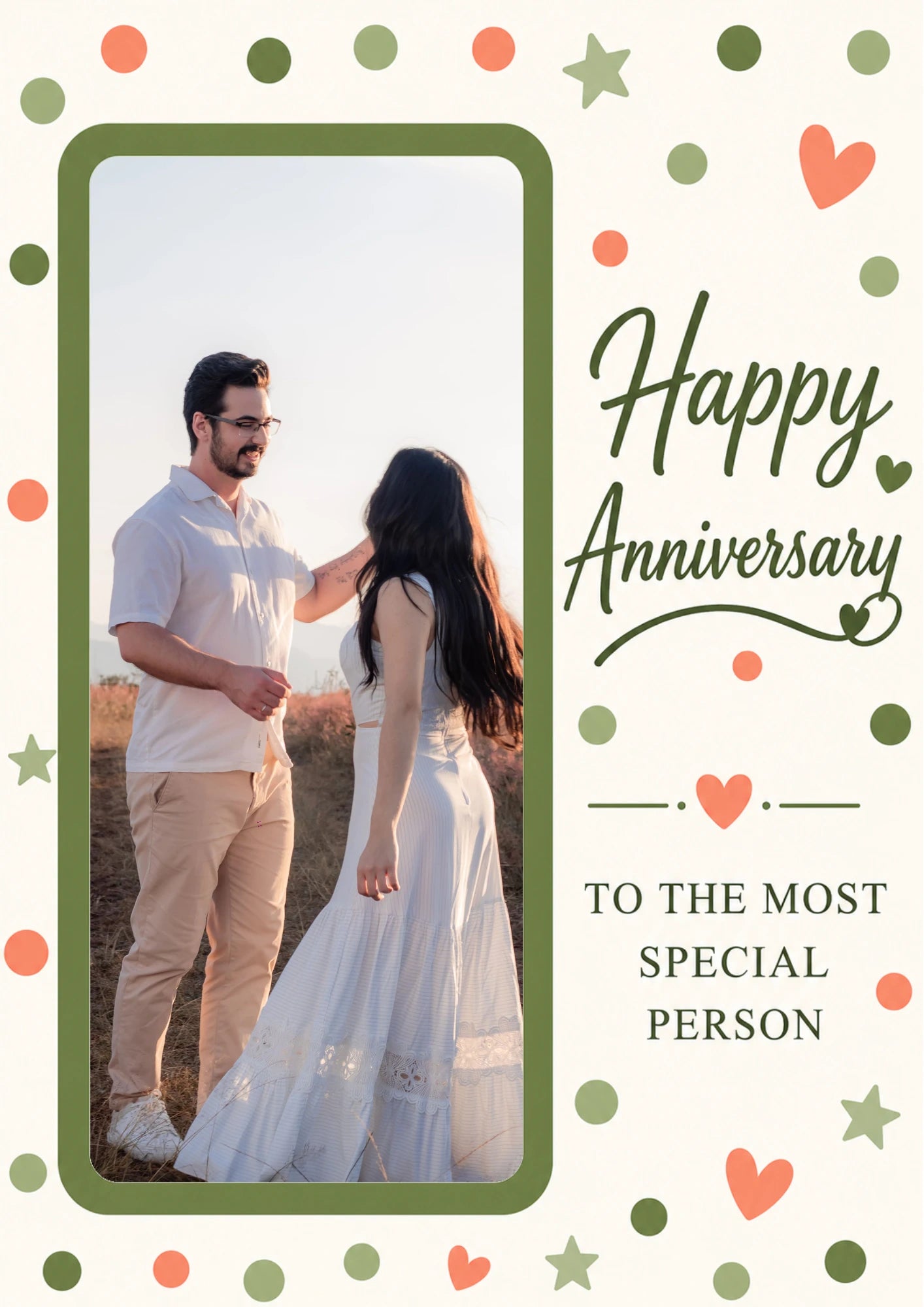 Green Polka Dot Most Special Person Photo Upload Anniversary Card