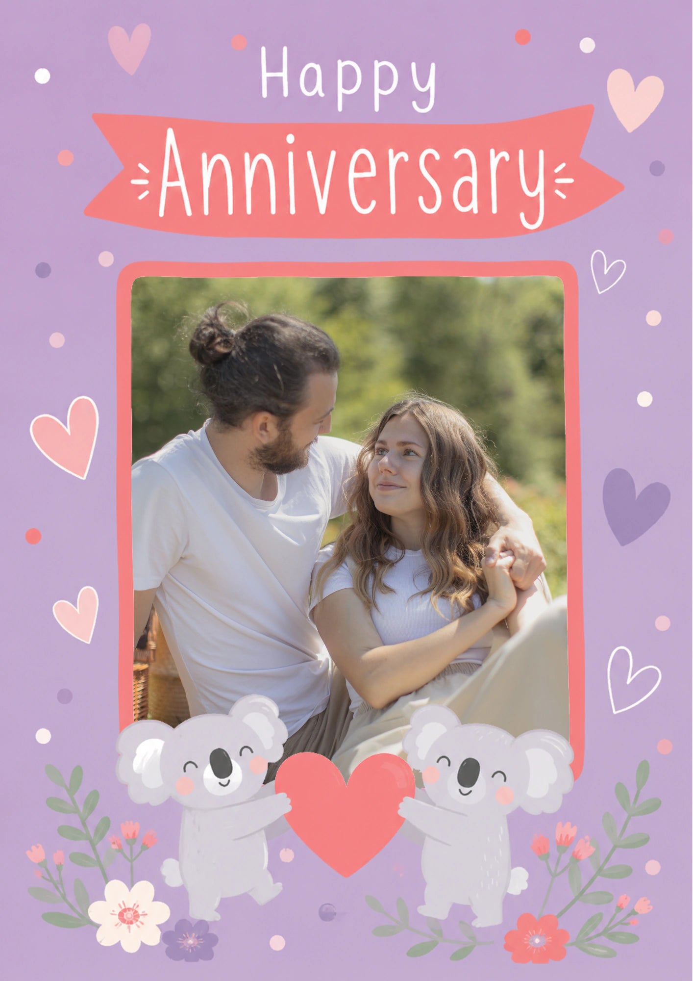 Cute Koala Bears Photo Upload Anniversary Card