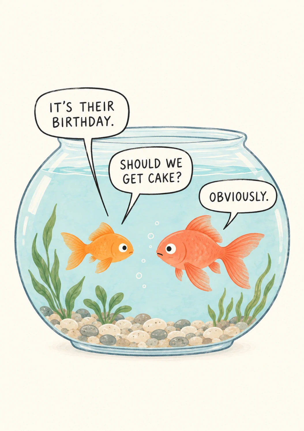 Funny Goldfish Bowl Cake Chat Birthday Card