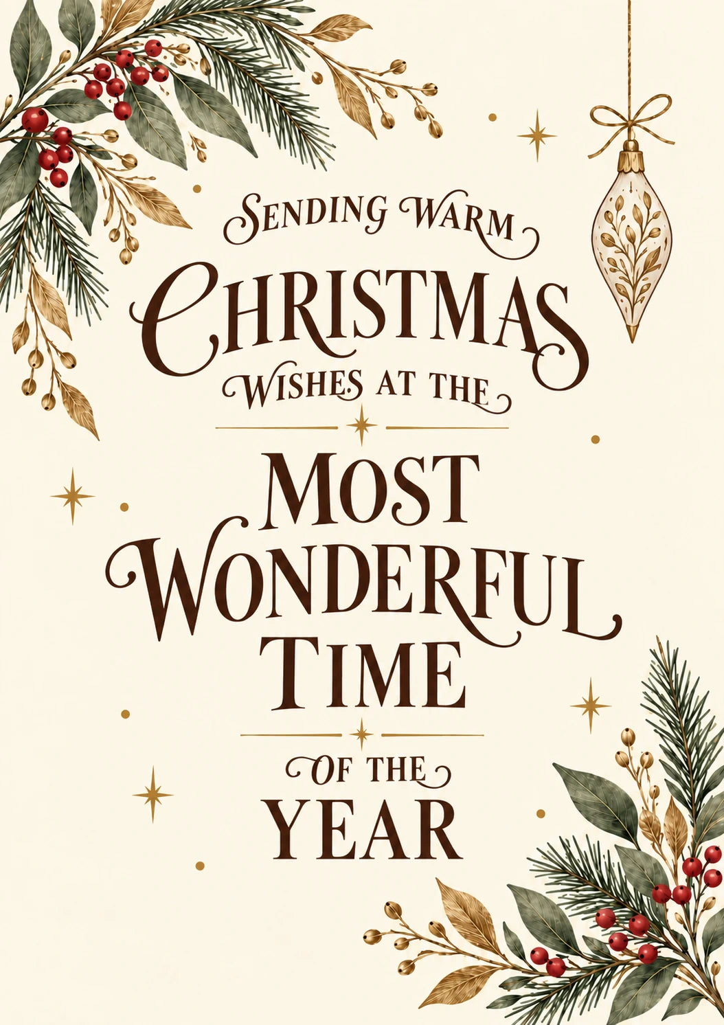 Warm Christmas Wishes Botanical Illustrated Card for Her