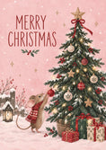 Load image into Gallery viewer, Cosy Mouse Decorating Tree Christmas Card for Her
