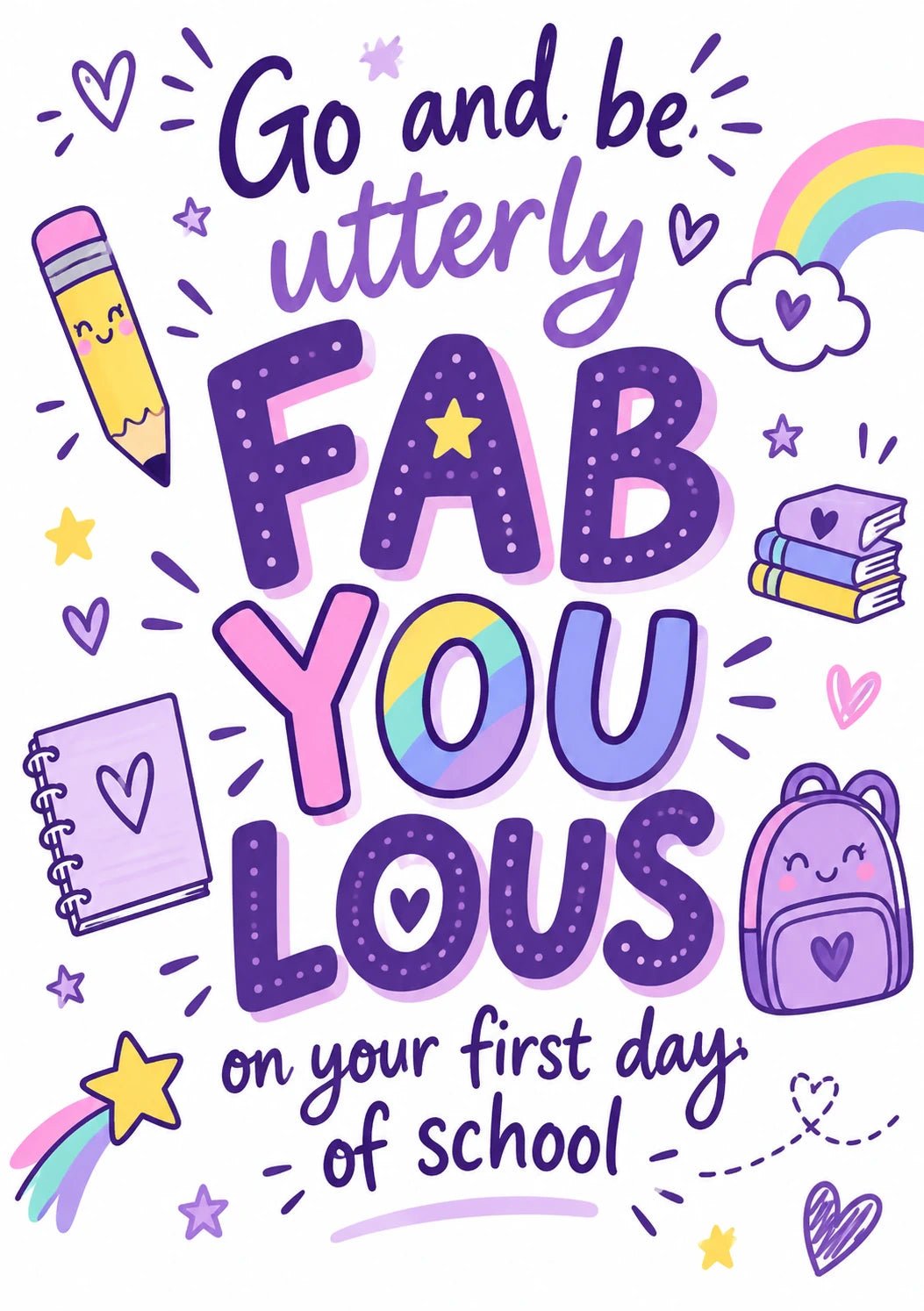 Utterly Fabulous Illustrated Back to School Card for Her